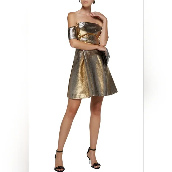 love shack fancy metallic dress Miriana Iridescent Midi Dress